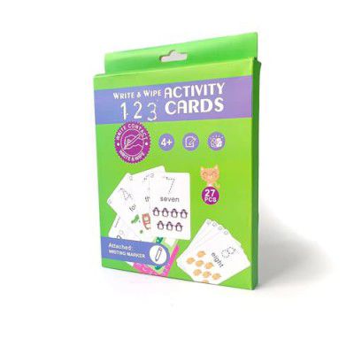 Adora Reusable Wipe and Clean Card Book Activity : Write and Practice Number 1-100 | Includes Marker & 27 Pcs Cards