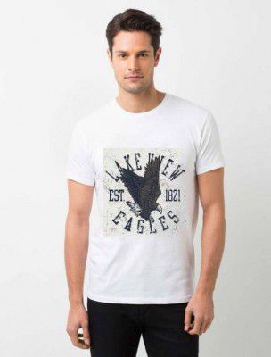 Adorable and Marvelous Pack of 2 Men Printed Round Neck White T-Shirt