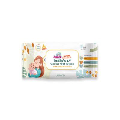 Adore Baby Water Wipes - 98% Paani Based Baby Wipes with Oat Extracts & Goodness of Aloe Vera & Vitamin E - 80 Count,Oats Wipes