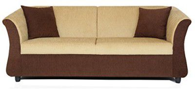 Adorn India Acura 3 Seater Sofa (Brown & Beige)