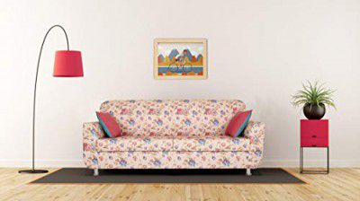 Adorn India Roselyn 3 Seater Sofa digitel Print (Beige)