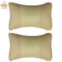 AdroitZ Beige Universal Neck Rest Pillow Faux Leather Material in Football Design for All Car_505...