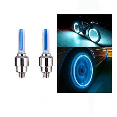 Adroitz Bike/Bicycle Tyre Led Light Rim Valve Cap Flashing With Motion Sensor Blue (Set Of 2 Pcs) for Car Motorcycles (Bike Led Lights)