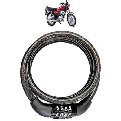 AdroitZ Heavy Material Cable Lock/Helmet Lock/Bike Lock/Number Lock with 2 Key for Yamaha RX100_(Black)