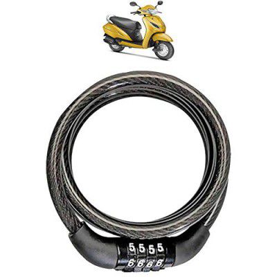 AdroitZ Universal Anti-Theft Bike Lock Stainless Steel Cable Coil/Bike Security Lock with 2 Key for Honda Activa 5G_(Black)