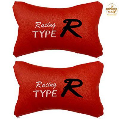 Adroitz Universal Car Neck Rest Pillow/Cushion Set Headrest Pain Relief Support with Adjustable Strap Faux Leather Car Cushion for All Cars Pillow for Comfortable Car Rides Pack of 2 Pieces