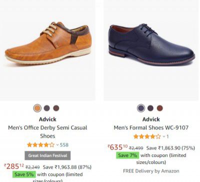 Advick Men's Semi Casual Shoes @ 87% Discount