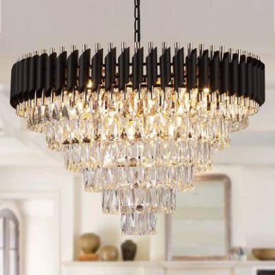Adwait crystal Black glod polish metal 600mm | Ceiling Lamp  (Black, Gold)