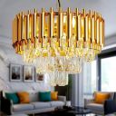 ADWAIT Modern K9 Crystal Chandeliers Gold 3-Tier Round Crystal Chandelier Ceiling Light Fixture for Living Room and (Antique, 400mm)...