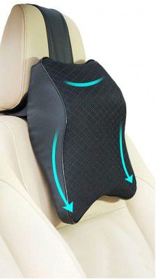 Aegon Car Neck Rest Pillow | Memory Foam Car Seat Neck Rest Cushion | Neck Pillow for Car | Head Rest for Car | Neck Support Pillow for Car | Black | Large Size 17\' x 12\'