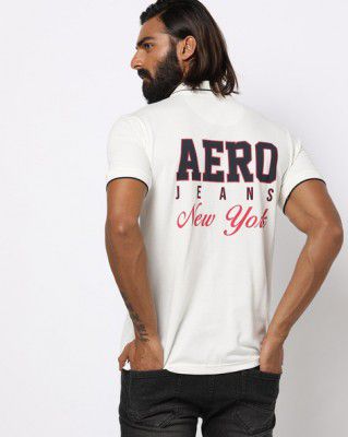 AERO JEANS Polo T-shirt with Back Brand Print