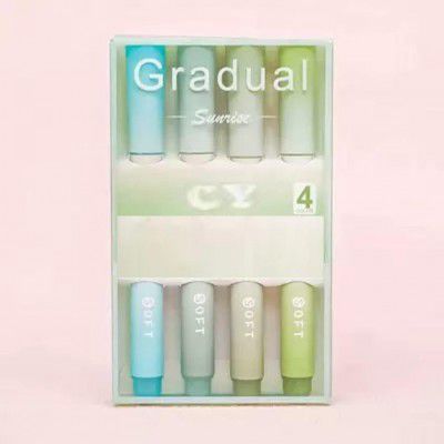 Aesthetic Cute Highlighter Pen, Pastel Marker (Set of 4) (Green)