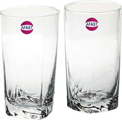 Afast Multipurpose Food Grade Designer Transparent Water Glass, Set of 2, Capacity 220 ML