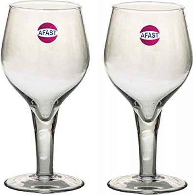 Afast Multipurpose Food Grade Designer Transparent, Wine Glass Set of 2, Capacity 200 ML,Clear, Home, Kitchen, Bar, Office, Water, Milk, Cold Drinks & Other Bavrage