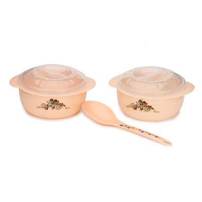 Afast Plastic Printed Dinner Set of 3 Pcs - 07 Pink 1100 Ml