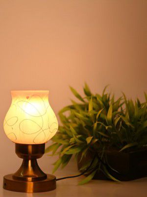 Afast Red & Yellow Printed Iron Frustum Shaped With Adjustable Cord Table Lamp