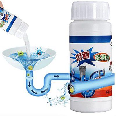 AG E-Com 250GM Drainage Block Remover Sink Cleaner Drain Powder Hair Remove from PVC Pipe use in Home Cleaner Toilet Cleaning Pipe Cleaner and Bathroom wash