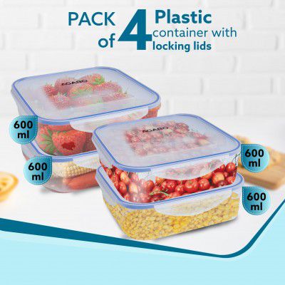 AGARO Airtight Container, Food Storage Container 600ml Each, Pack of 4