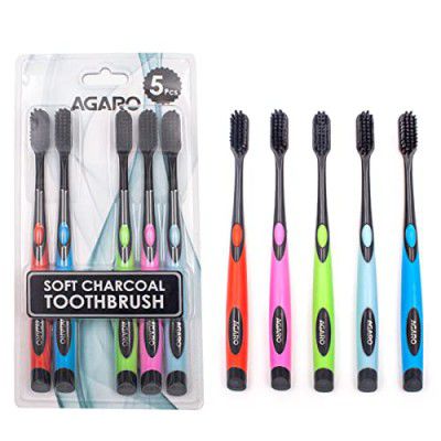 AGARO Charcoal Manual Toothbrush, Gentle Soft, Teeth Whitening For Adults