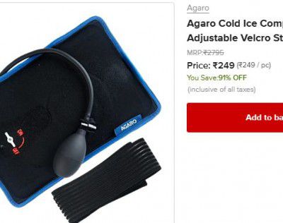 Bigbasket : Agaro Cold Ice Compression Wrap - CW2107, With 3 Adjustable Velcro Straps, 1 pc