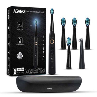 AGARO COSMIC PLUS Sonic Electric tooth brush for adults with 5 modes, 5 brush heads, 1 interdental head