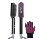 AGARO Hair Straightening Brush, Hair Straightening Comb, Fast Heating, Ionic Care, 5 Heat Settings, Hair Straightener, Hot Brush, Gives Naturally Straight Hair in 5 Mins, Black, HSB2107...