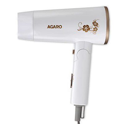 AGARO HD 1217 Hair Dryer, 2 Speed 3 Temperature Settings, Cool Shot, Foldable handle, 1800Watts, hair Drying, hair Styling For Men & Women, White
