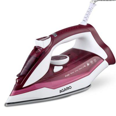 AGARO Imperial Steam Iron, 2200W, Ceramic Coated Sole Plate, Fast Heating, 360 degree Swivel Cord, 350 Ml Water Tank, Maroon
