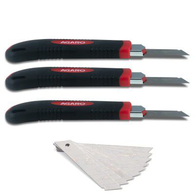 AGARO Retractable Heavy Duty 18 mm Cutter Utility Knife (Set of 3)