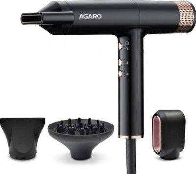 AGARO Royal BLDC Professional, Ionic technology, 110000 RPM, 3 Speed & 3 temp Setting Hair Dryer  (2000 W, Black)