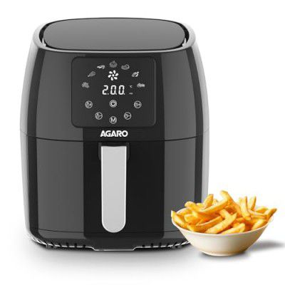 AGARO Sapphire Digital Air Fryer For Home, 4.5L, Electric Air Fryer Oven, 1400W, 7 Preset Programs, 360° Air Circulation, Black.