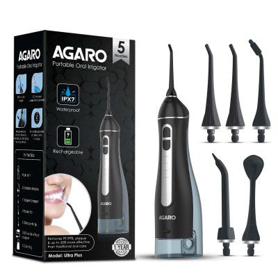 AGARO Ultra Plus Oral Irrigator Portable Cordless & Rechargeable 4 Cleaning Modes IPX7 Waterproof 300ml Water Tank Flossing