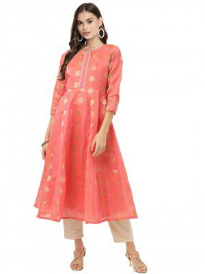 Ahalyaa Women Chanderi Jacquard Woven Dress (AHDRJQPL-932-33-34)