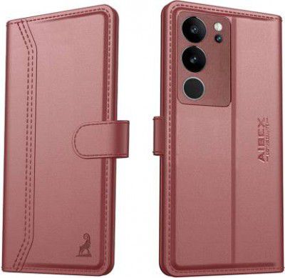 AIBEX Flip Cover for Vivo V29 Pro 5G / Vivo V29 5G|Vegan PU Leather |Foldable Stand & Pocket |Magnetic Closure  (Brown, Cases with Holder, Pack of: 1)