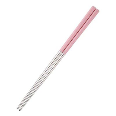 AIMERS Stainless Steel Chopsticks Reusable Multicolor Lightweight 304 Stainless Steel Chopsticks Metal Chopsticks Gift Set 1 Pair (Pink)