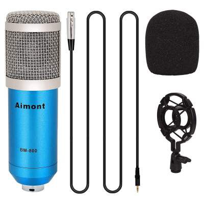 AIMONT BM800 Sound Studio Recording Dynamic Professional Condenser Microphone Set Blue