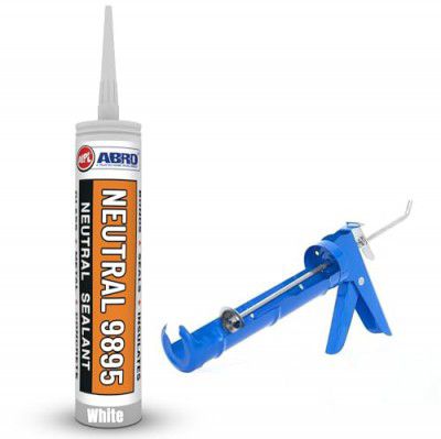 AIPL Neutral 9895 White Silicone Sealant with Applicator Gun – For Glass, Durable Seal