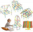 Air Couch DIY Colorful Pipe Straw Stick Building Block Educational Assembly Toy (90 Pieces, Multicolour)...