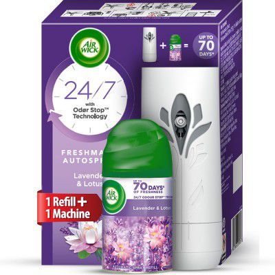 Air Wick 250 ml - Lavender & Lotus, Refill + Automatic Spray| Freshmatic Air Freshener Kit | 2600 Sprays Guaranteed