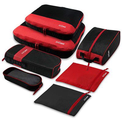 AirCase C23- 7 PC Set Travel Pouch/Travel Organiser/Travel Cubes (Black)