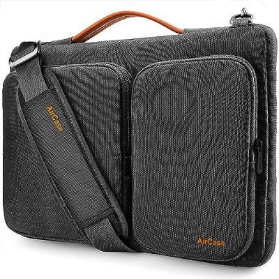 AirCase Laptop Polyster Messenger Bag Case Cover Pouch for 15.6 -Inch Laptop Bag for Men & Women (Black)