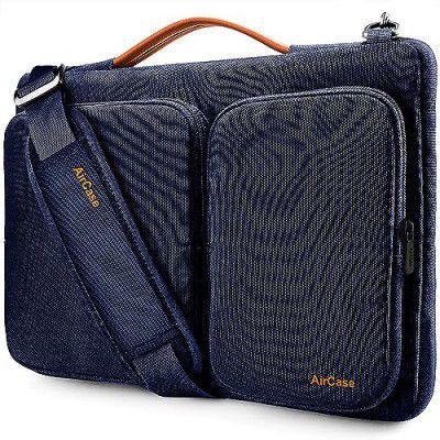 AirCase Office Messenger Sling Bag fits upto 15.6" Laptop/Macbook, Detachable Shoulder Strap, water resistant, Blue- with Warranty