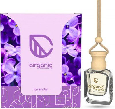 Airganic Aroma Swing-Lavender|Essential Oils in Glass Bottle with Wooden Diffuser Lid Car Freshener Diffuser  (10 ml)