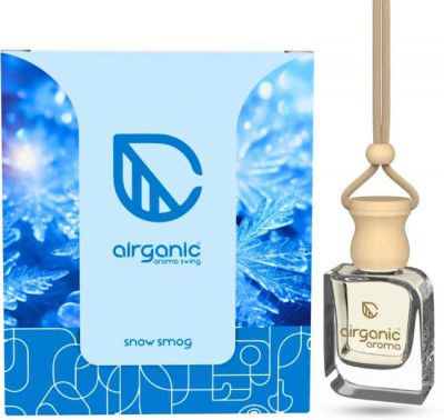 Airganic Aroma Swing - Snow Smog |Essential Oils in Glass Bottle with Wooden Diffuser Lid Car Freshener Diffuser  (10 ml)