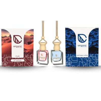 Airganic Swing Prime Car Perfume Hanging Pod| Musk & Cool aqua Water - Pack 2