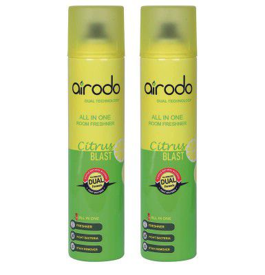 AIRODO Citrus Blast Air Freshener with Dual Technology, Easy Push and Spray, Stain Removal Floral Crush, All-in-One Room Freshener  (250ml, Pack of 2)