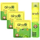 AIRODO Citrus blast Air freshner power pocket gel (3) and Room freshener Bottle(1) combo pack with dual technology | All in one| (Pack Of 04) (Citrus)...