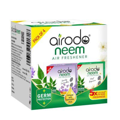 AIRODO Neem Bathroom Air Freshener, (4 x 50g) | Mixed Fragrance | 30 Days Long Lasting
