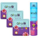 Airodo Pocket Gel Air Freshener, Floral Crush Air Freshner Power Pocket Gel (3) And Room Freshener Bottle(1) Combo Pack With Dual Technology | All In One| (Pack Of 04) (Floral)...