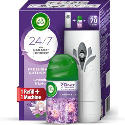 Airwick Freshmatic Air Freshner Complete Kit, Hills Of Munnar - 250 Ml, Spray(Lavender & Lotus)